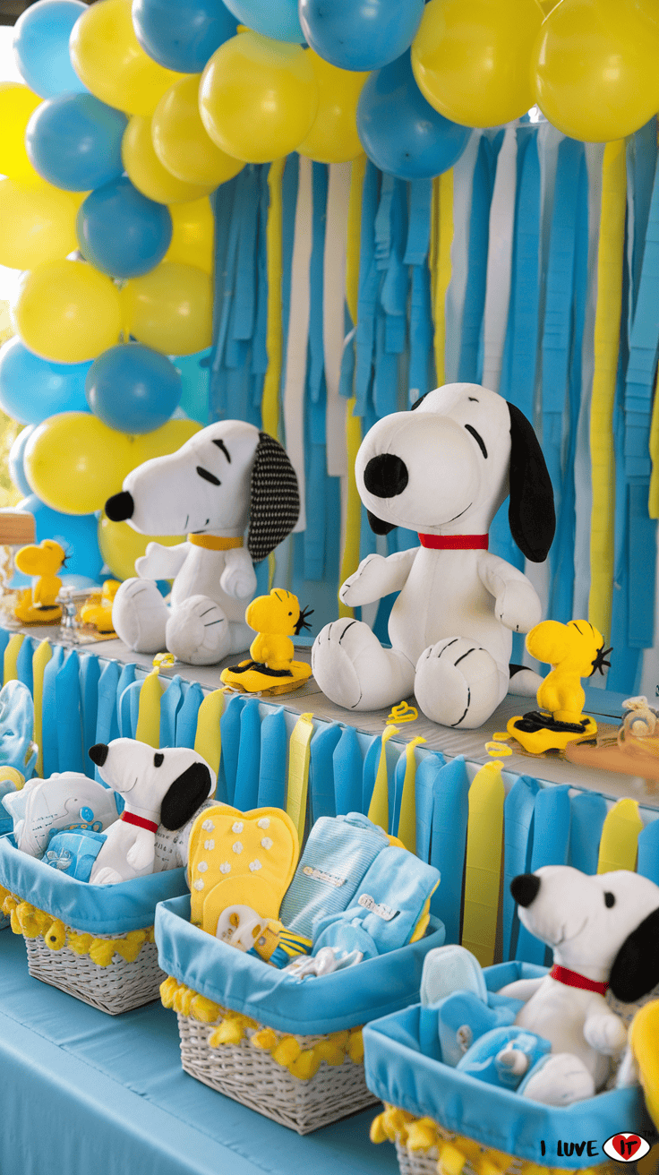 snoopy baby shower centerpiece ideas