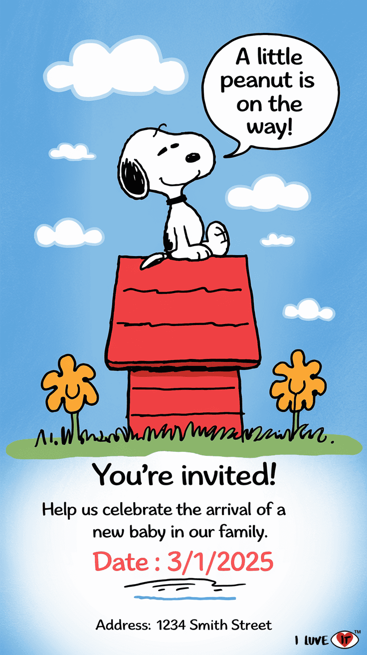 snoopy baby shower invitation ideas