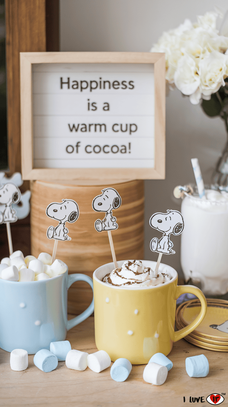 snoopy hot chocolate bar baby shower