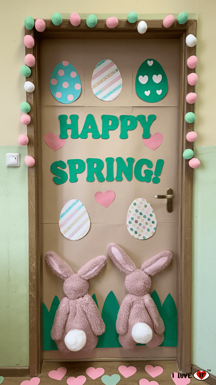 spring bunny classroom door decor