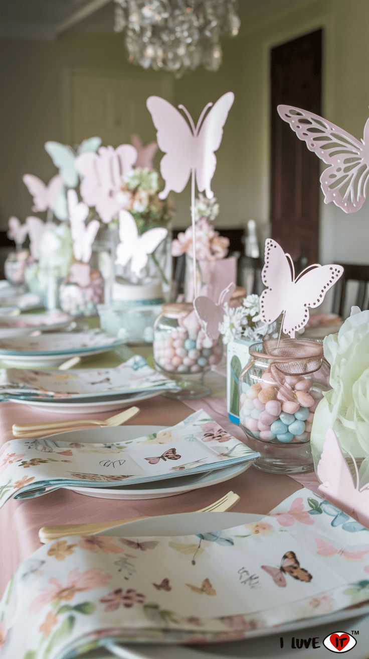 butterfly baby shower table setting ideas