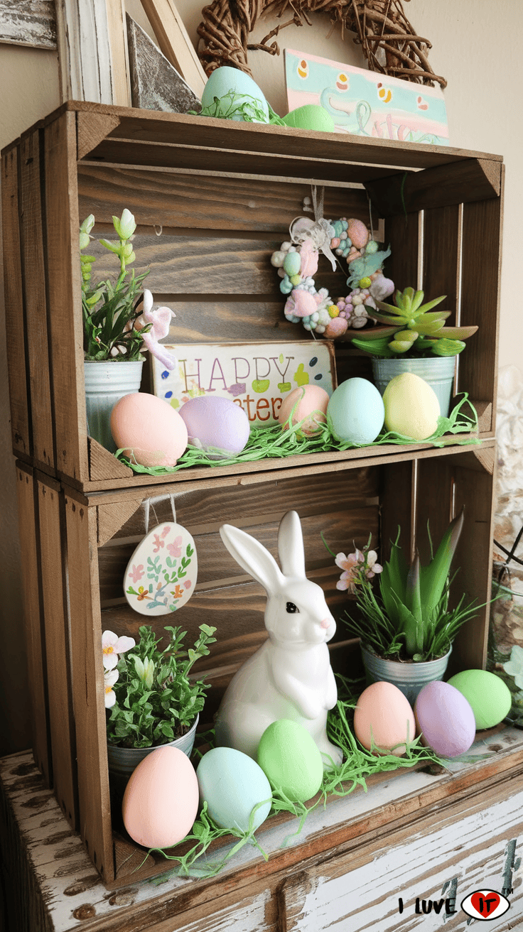 easter display wood crate