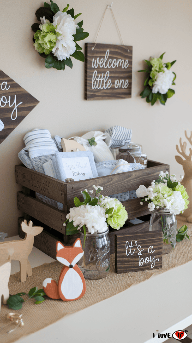 rustic woodland baby shower ideas