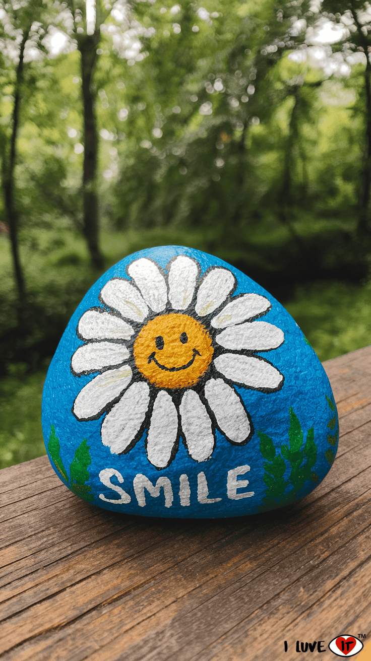 flower painted rocks