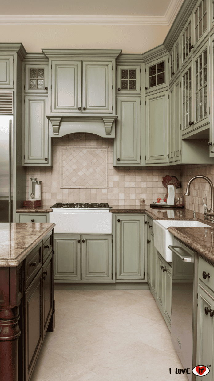 25 Beautiful Sage Green Kitchen Cabinet Ideas - I Luve It