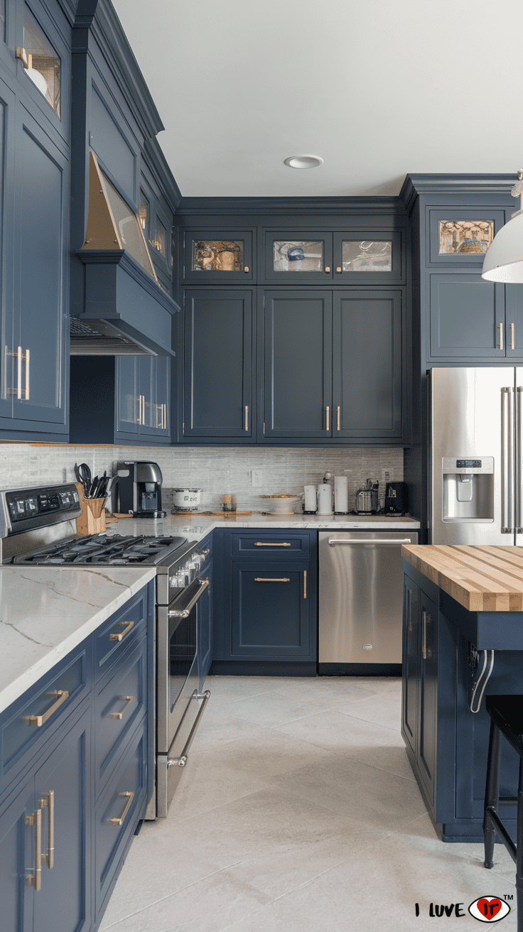 charcoal blue kitchen cabinets