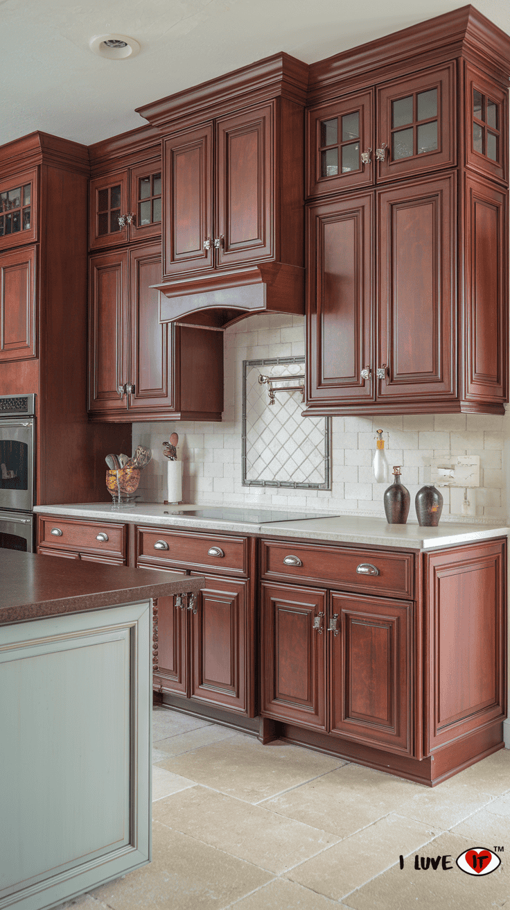 cherry brown kitchen cabinets