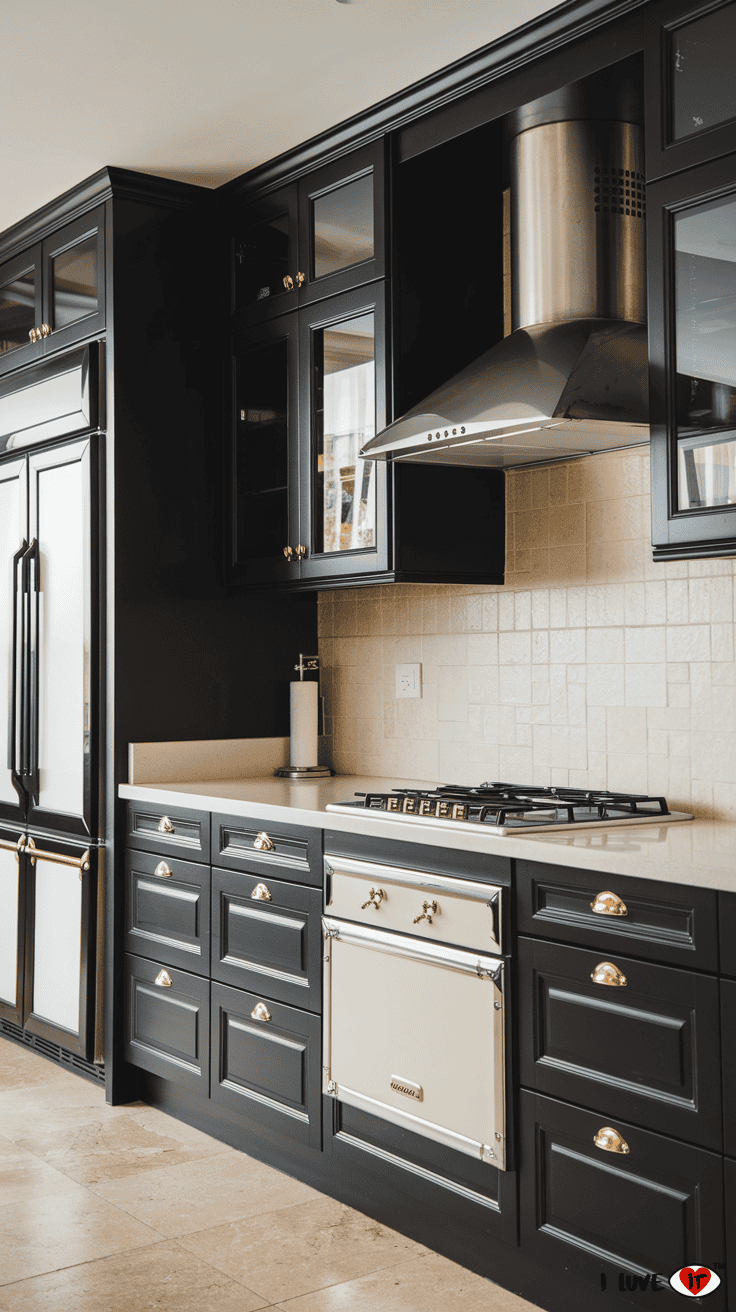 black kitchen cabinets gold hardware