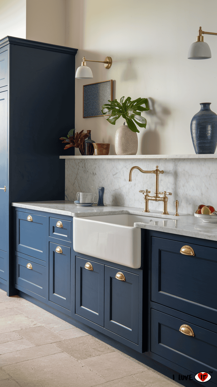 navy blue kitchen cabinets