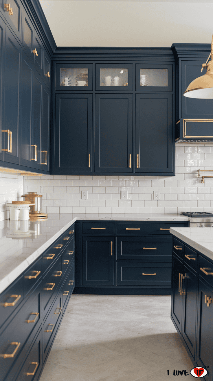 dark navy kitchen cabinet ideas