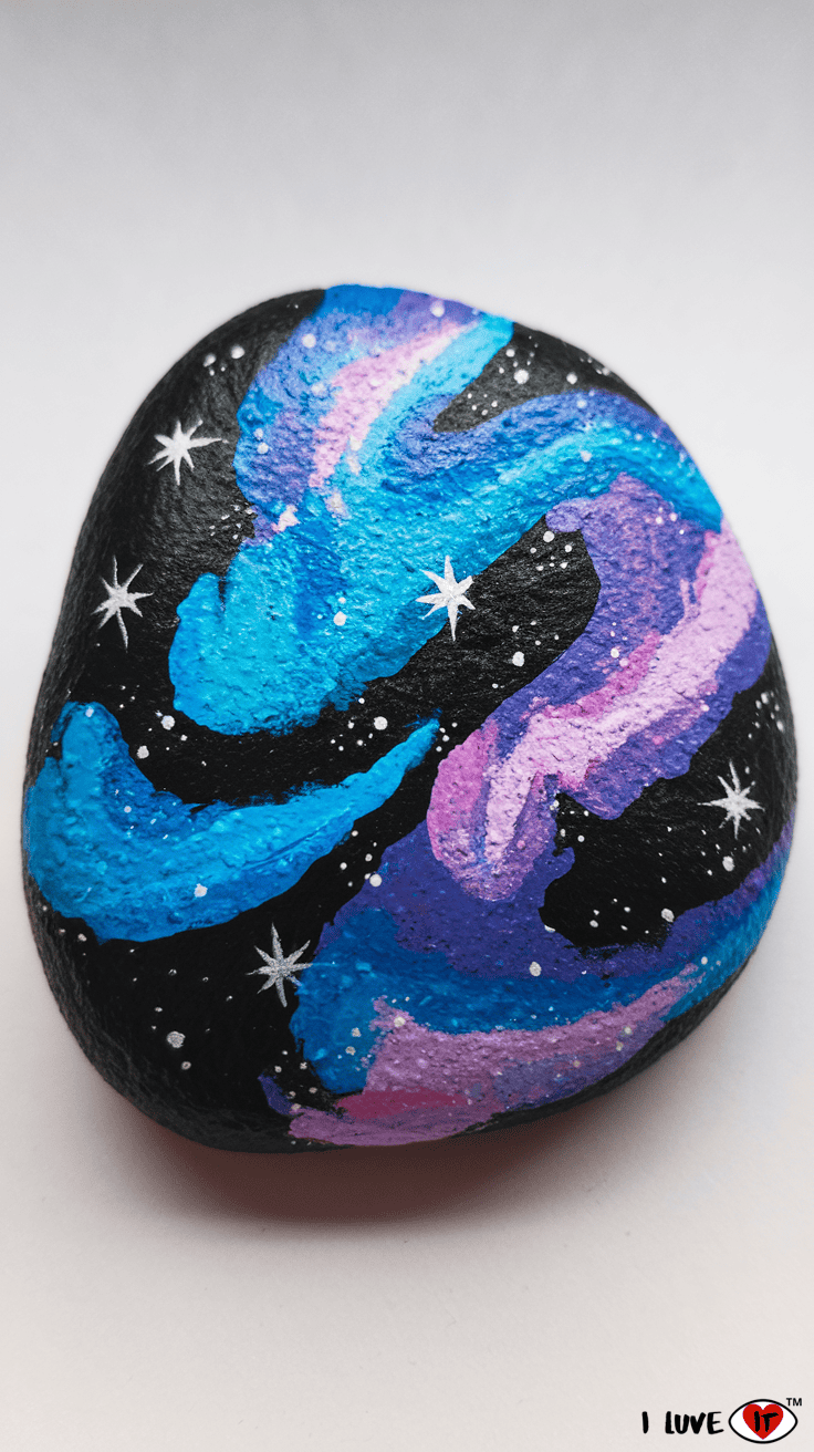 galaxy painted rocks