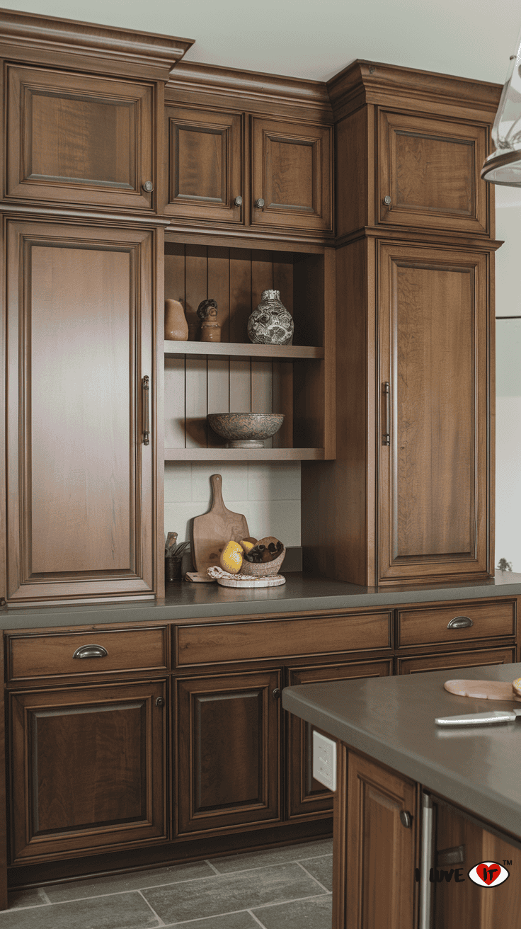 rich brown kitchen cabinets