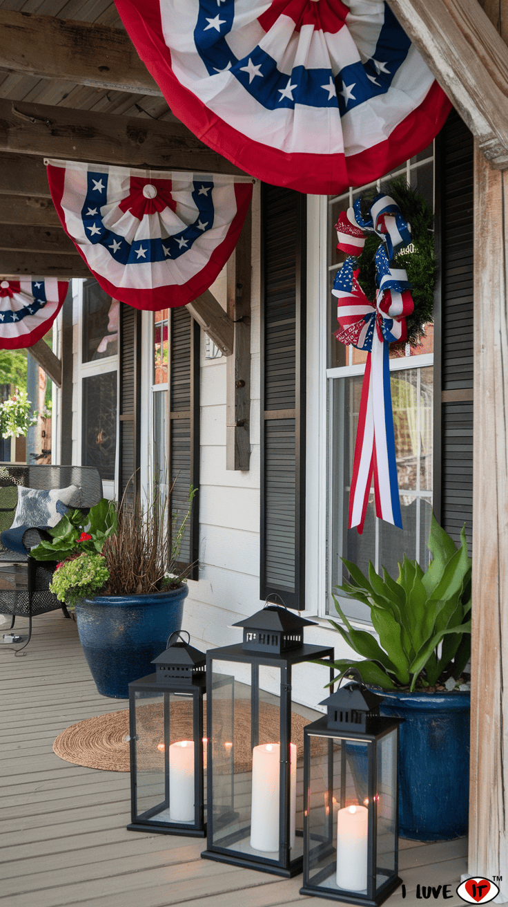 Memorial Day porch lanterns