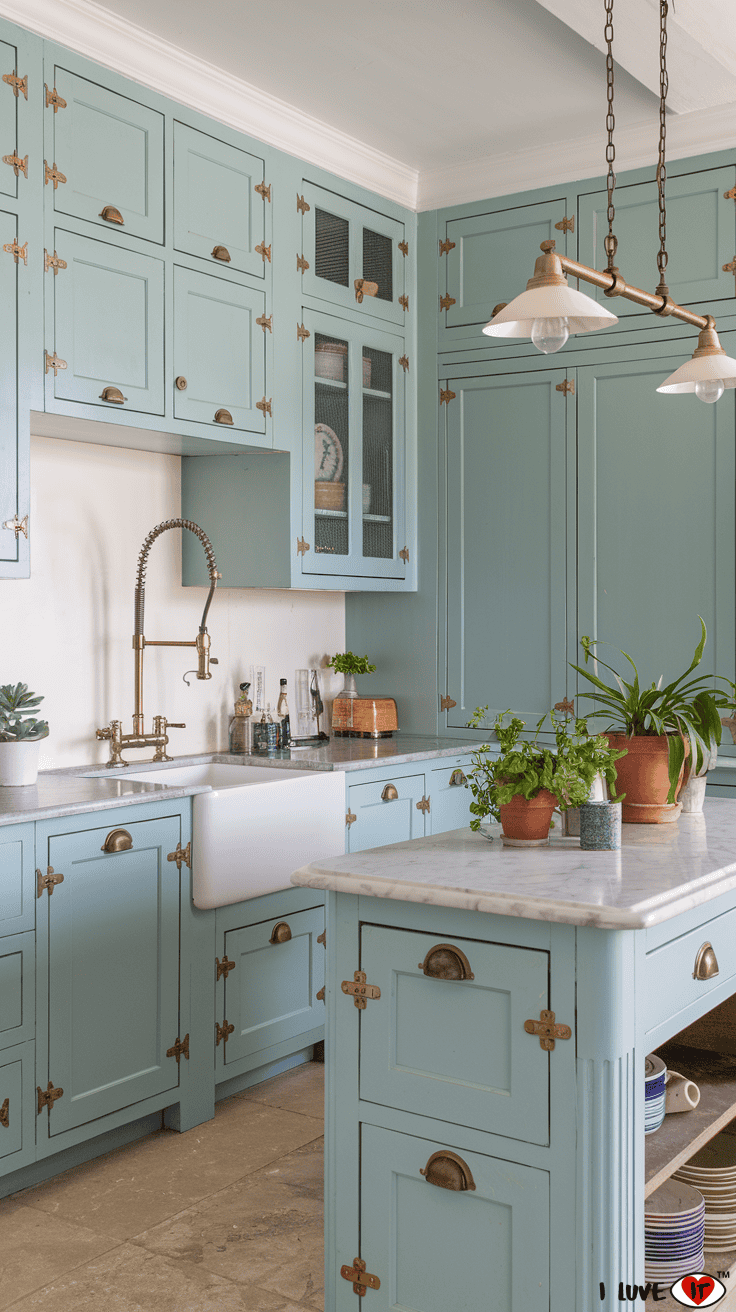 light blue kitchen cabinets