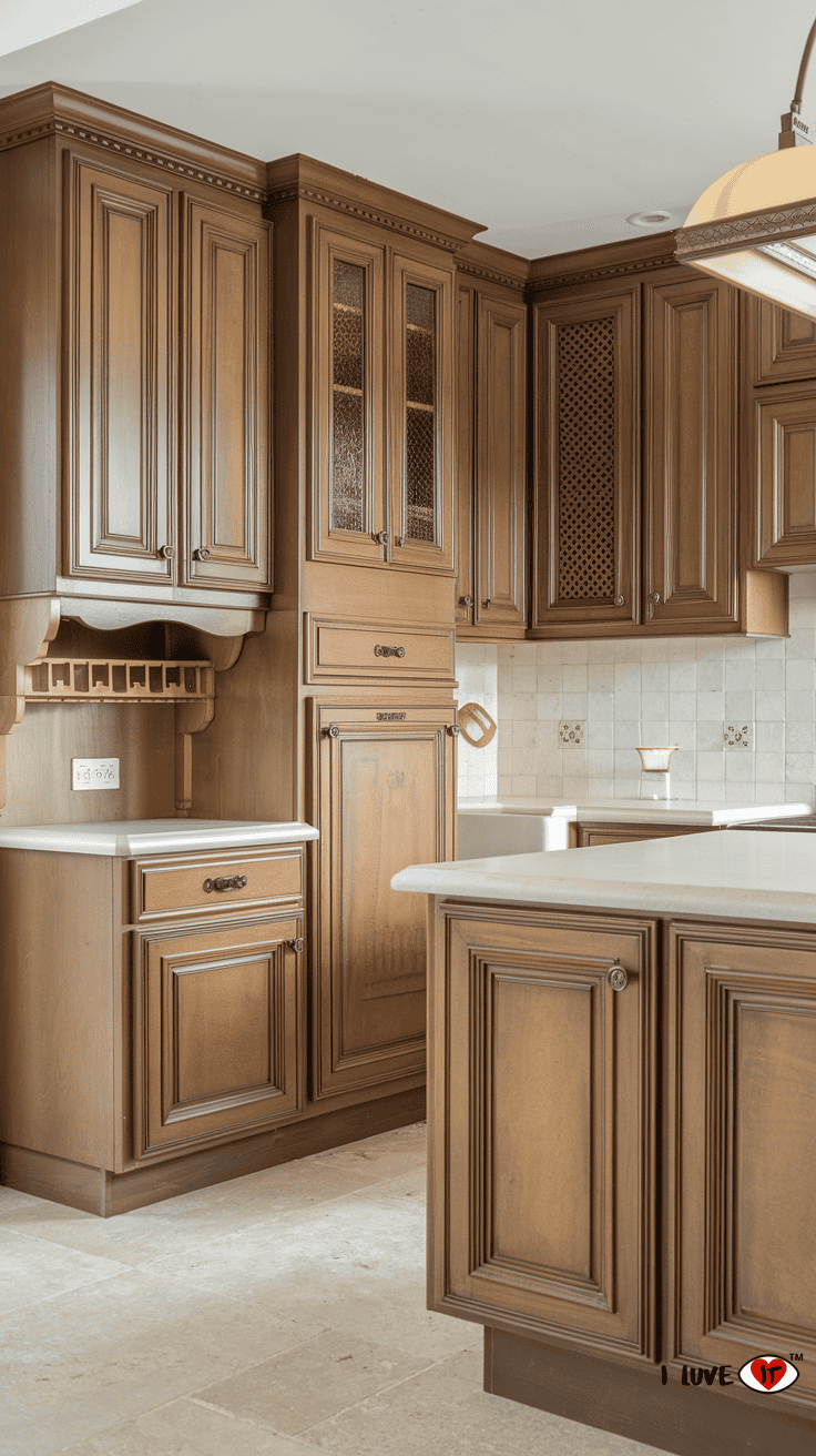 medium brown kitchen cabinets