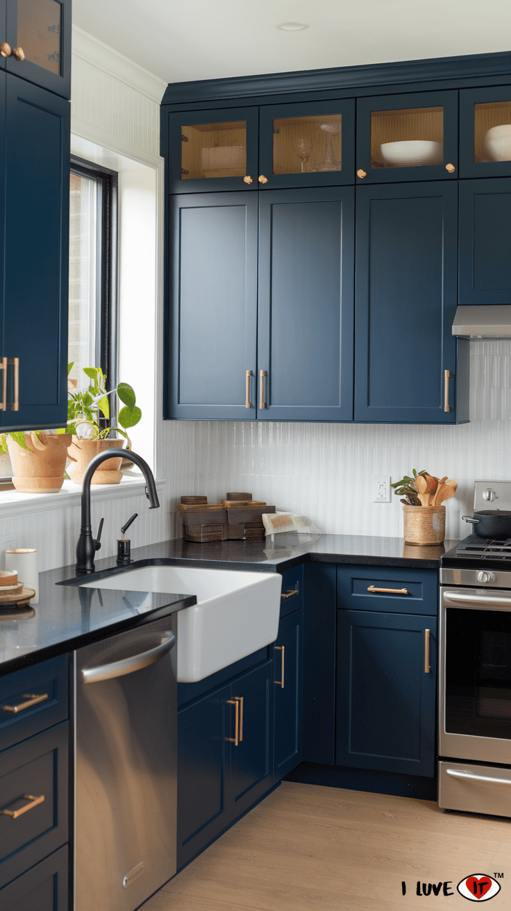 midnight blue kitchen cabinets