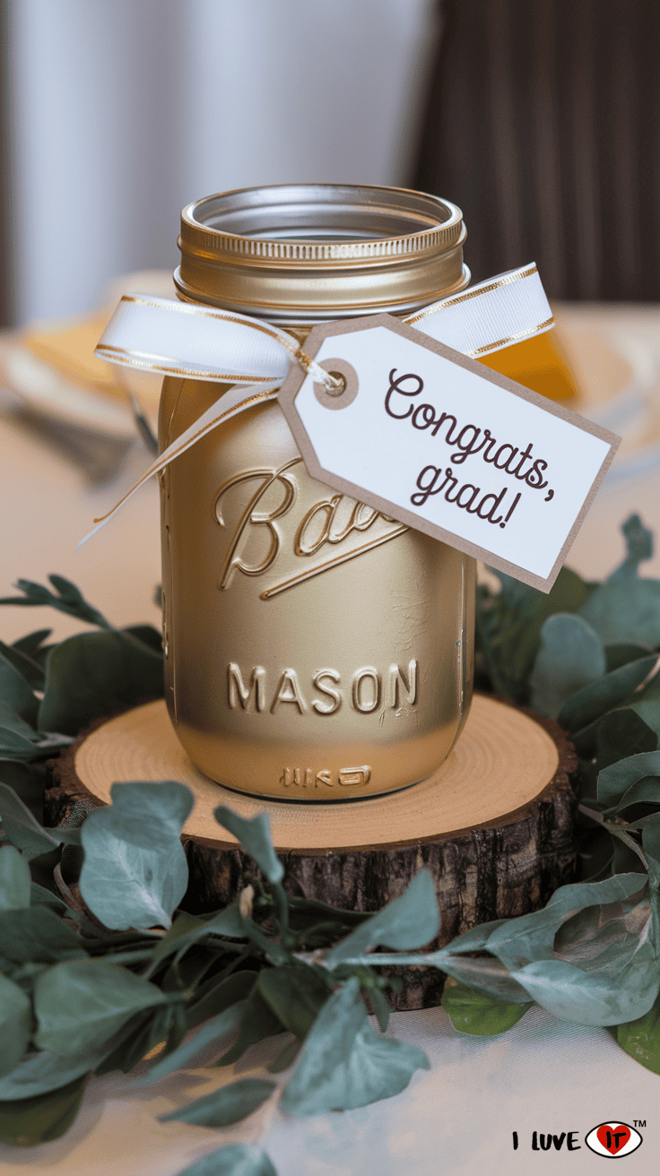 gold mason jar graduation centerpieces