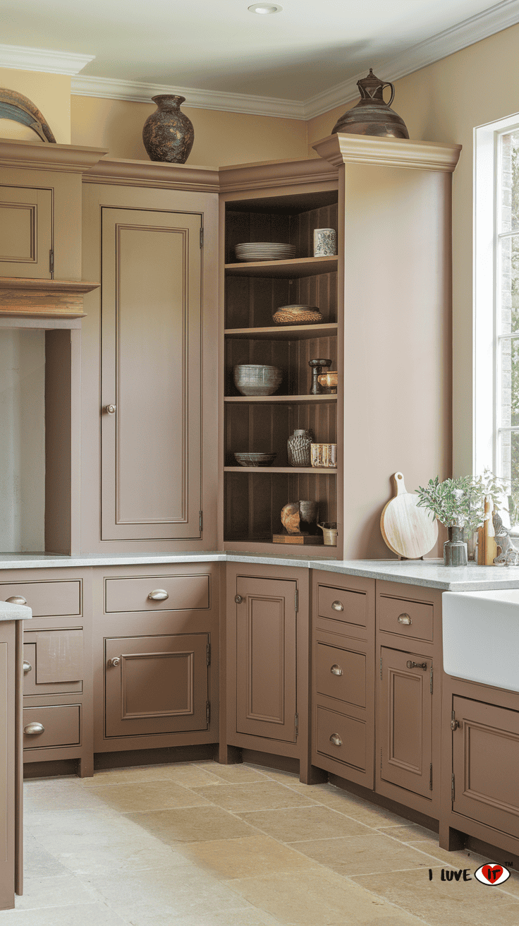 painted brown kitchen cabinets