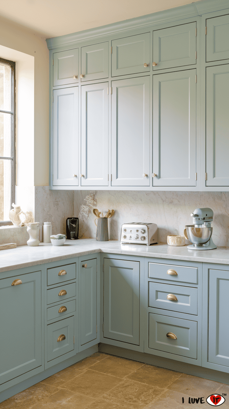 pale blue kitchen cabinets