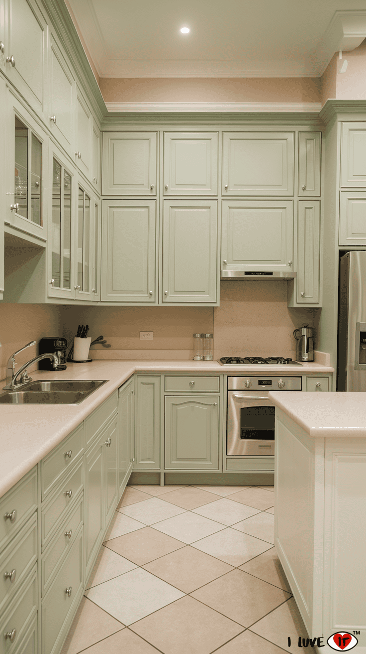 pale sage green kitchen cabinets