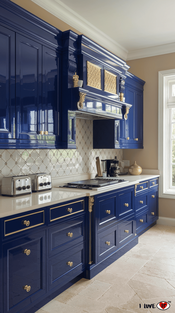 royal blue kitchen cabinets