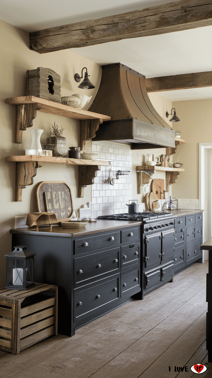 black kitchen cabinets rustic