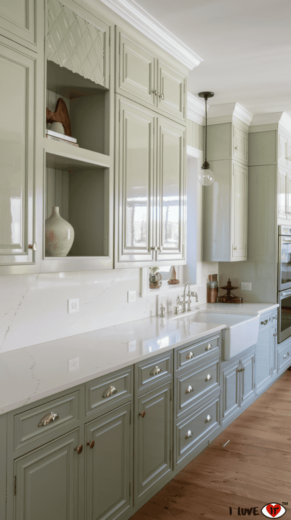 25 Beautiful Sage Green Kitchen Cabinet Ideas - I Luve It
