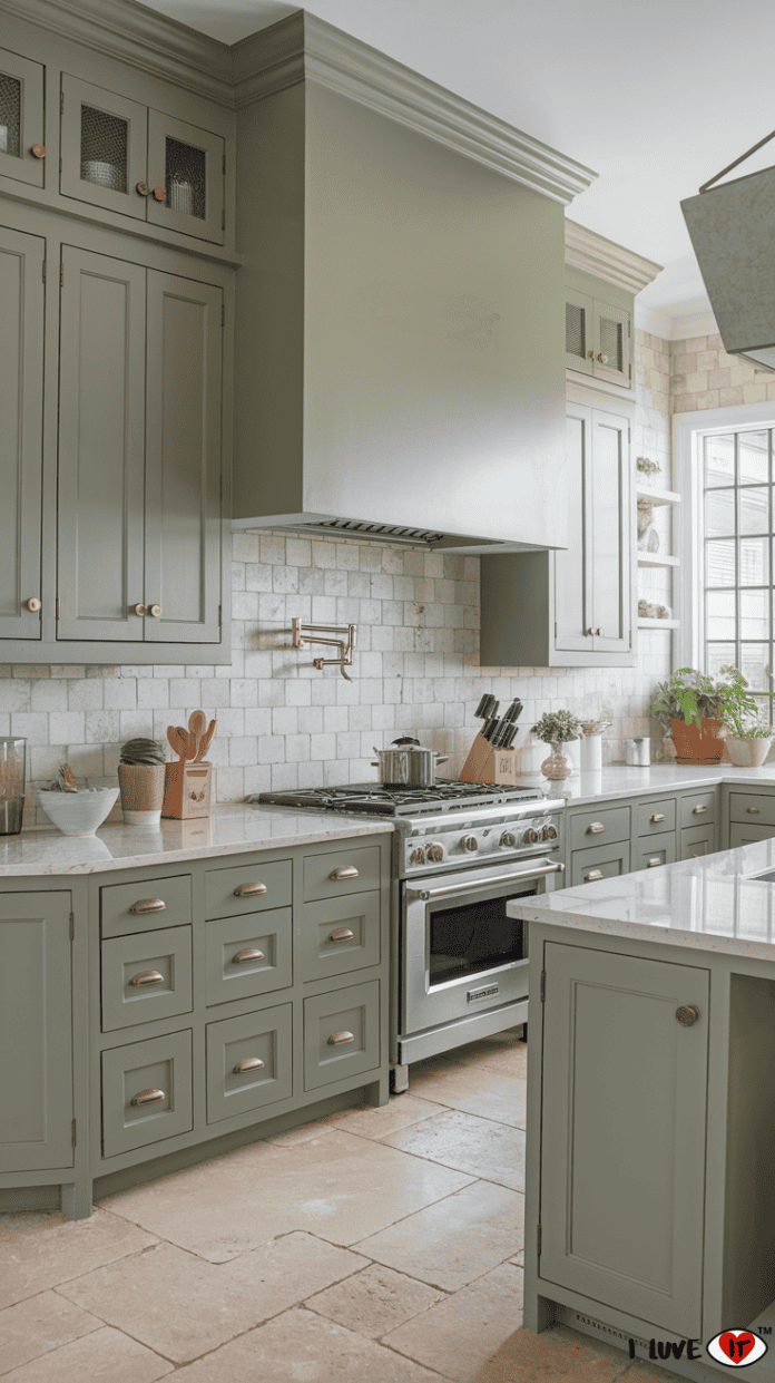 25 Beautiful Sage Green Kitchen Cabinet Ideas - I Luve It