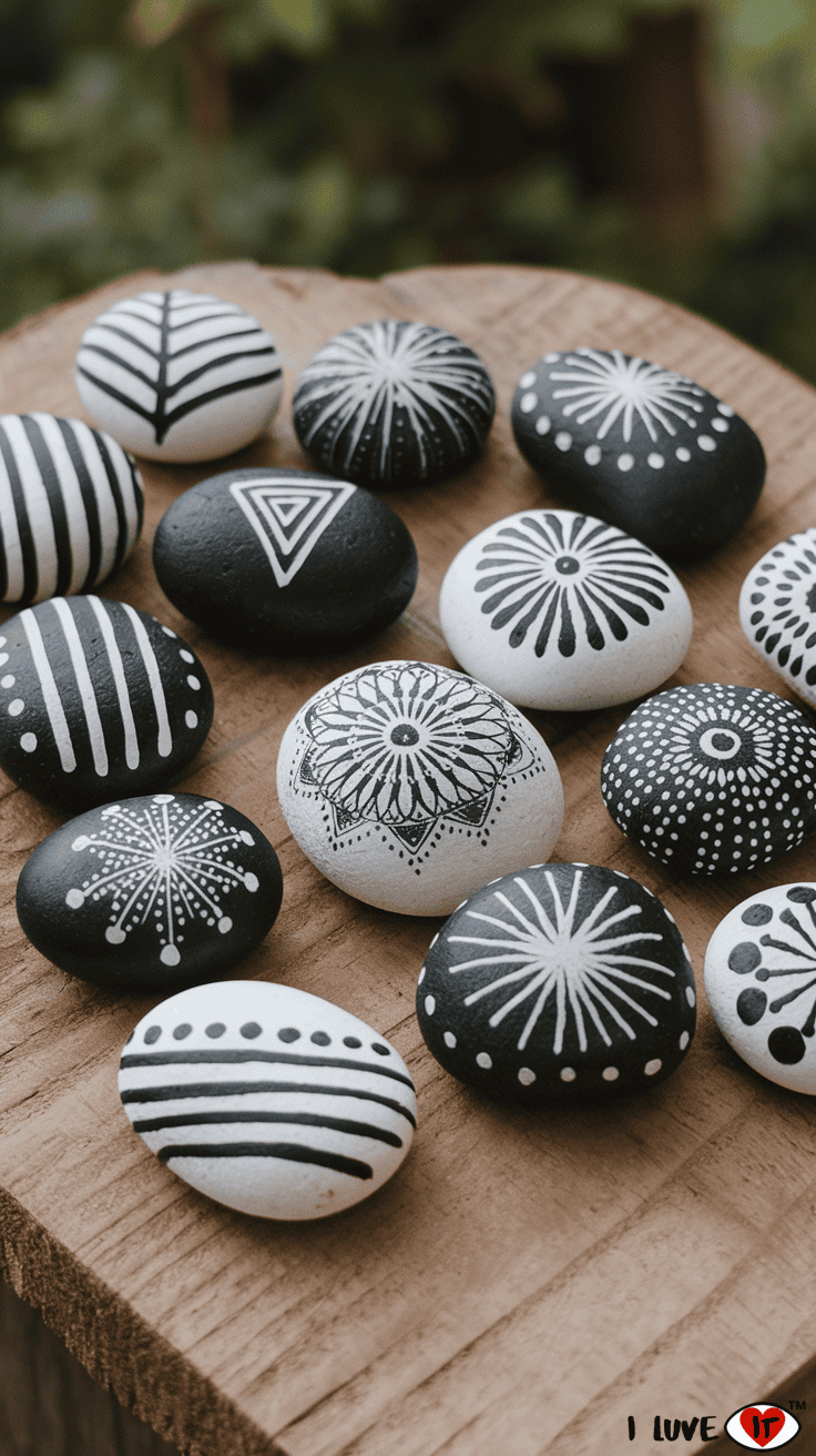 geometric painted rocks