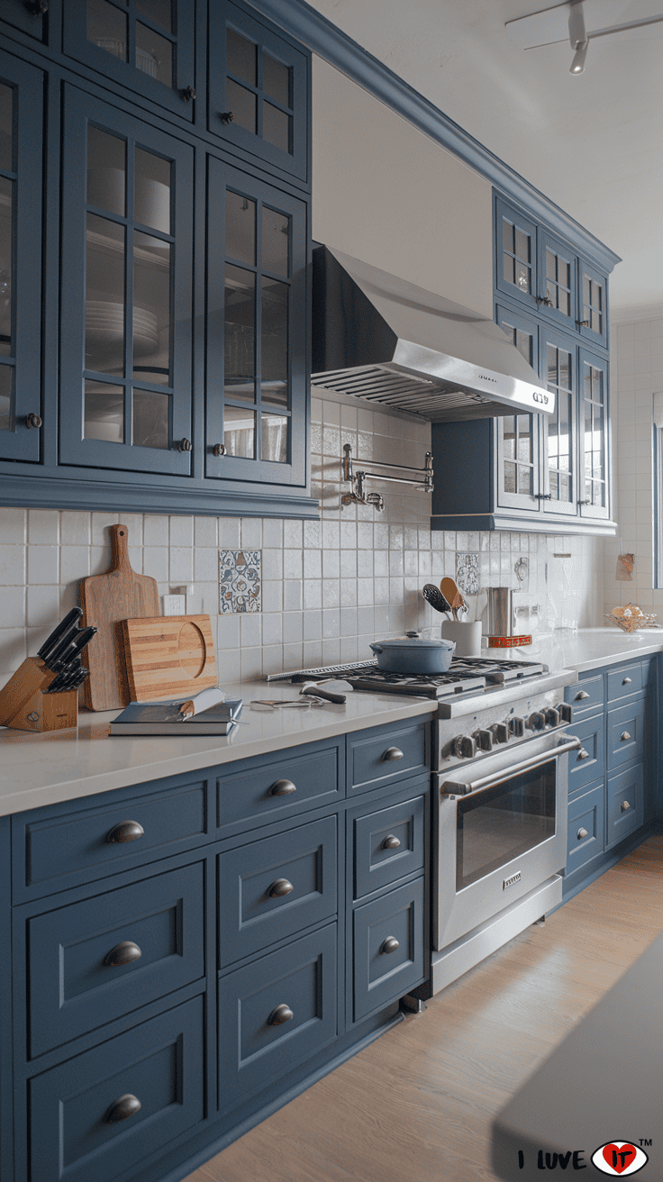 slate blue kitchen cabinets