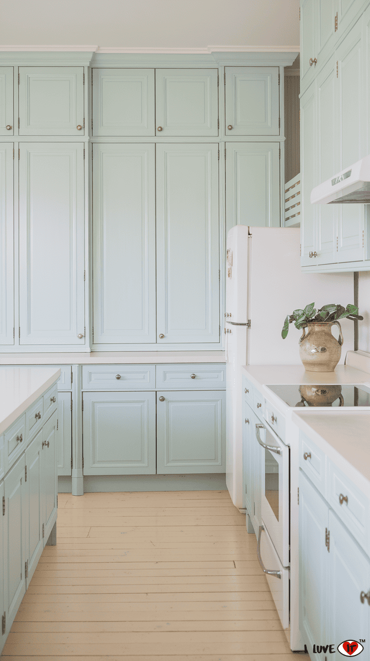 powder blue kitchen cabinets