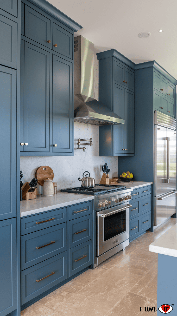 steel blue kitchen cabinets