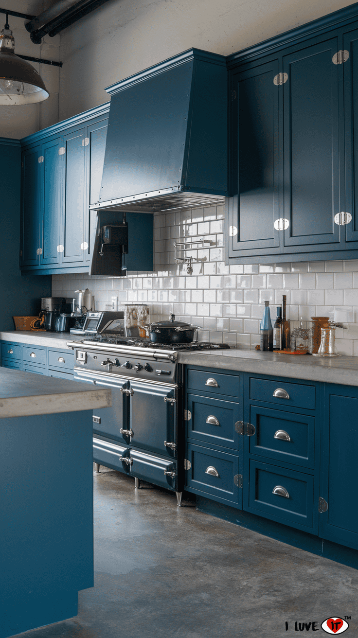 steel blue kitchen cabinets