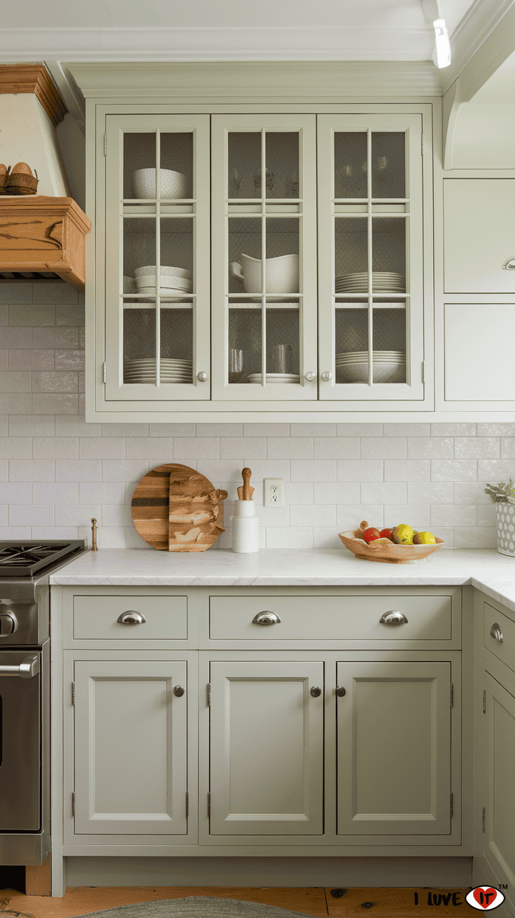 sage kitchen cabinets white walls