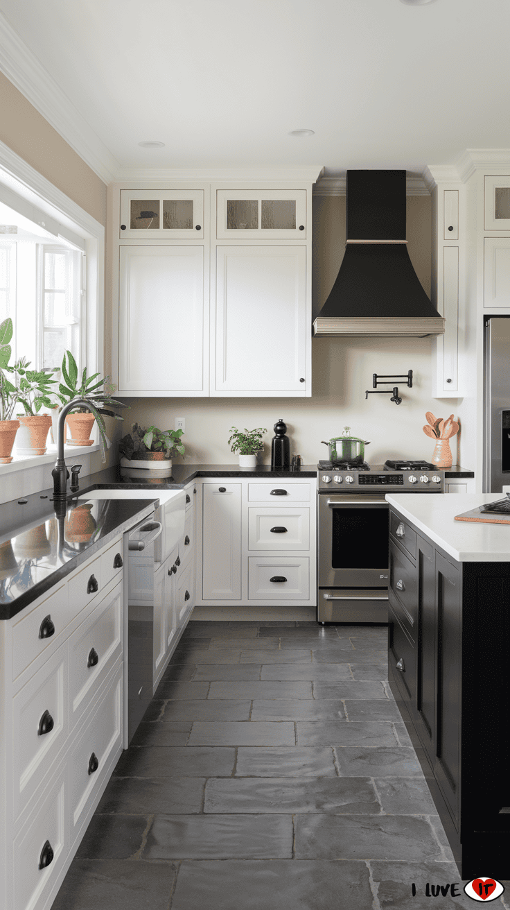 kitchen cabinets black and white