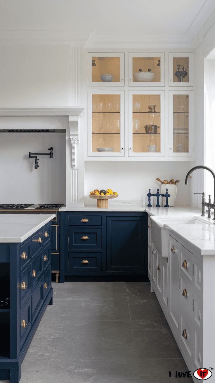 kitchen cabinet ideas blue and white