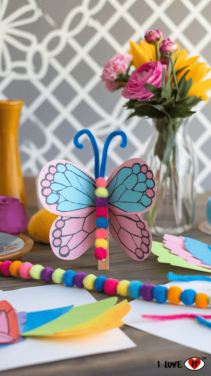 pom pom butterfly crafts