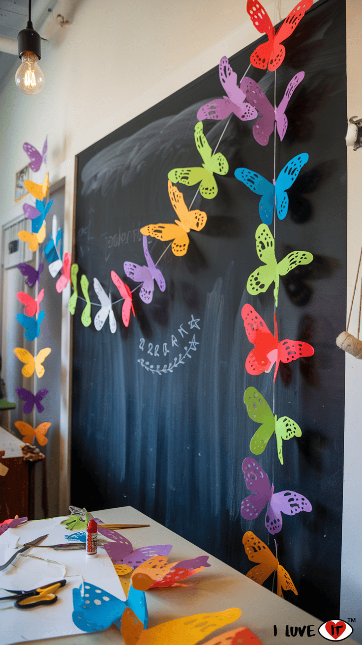 butterfly crafts garland rainbow