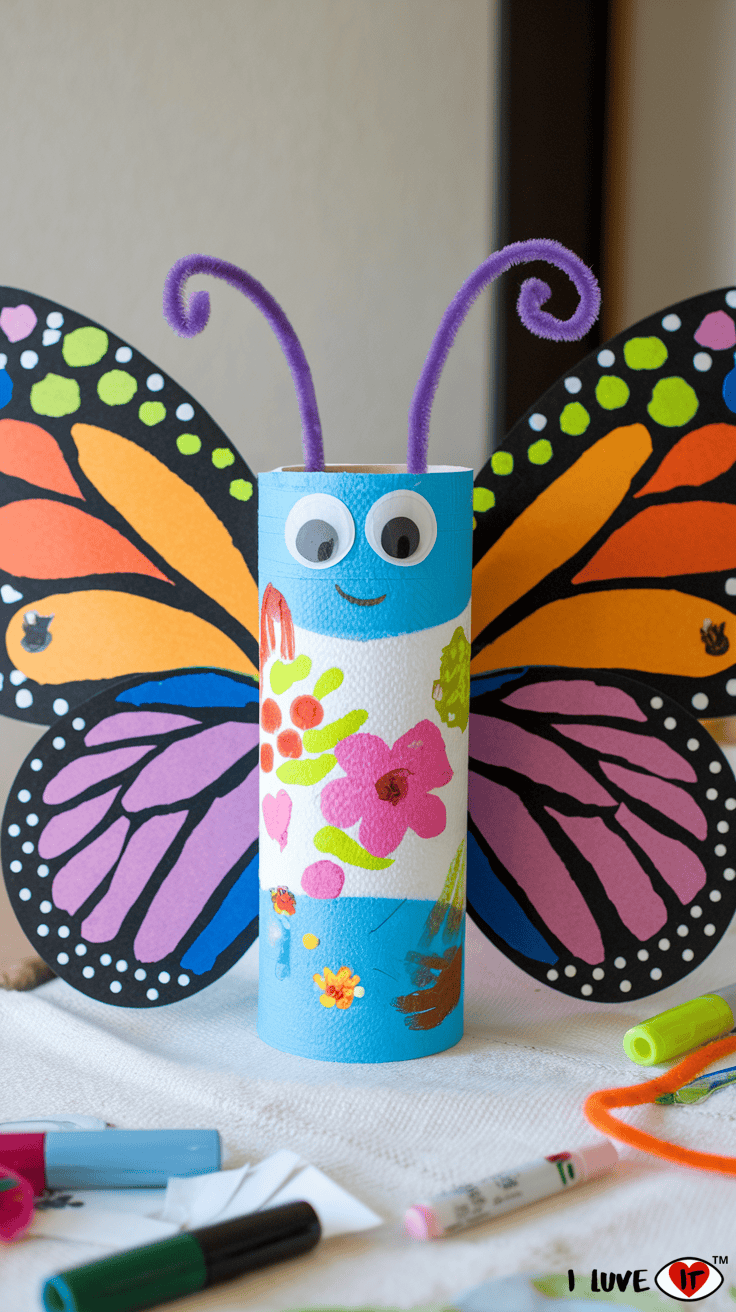 butterfly crafts for kids paper towel roll