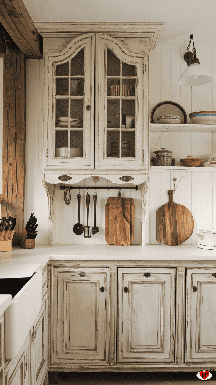 white kitchen cabinets distressed