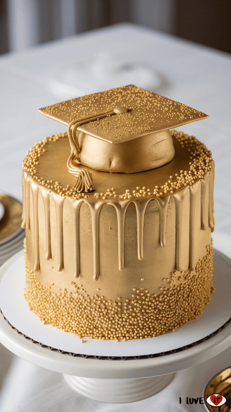 graduation cake idea gold