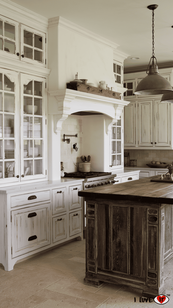 white kitchen cabinets rustic