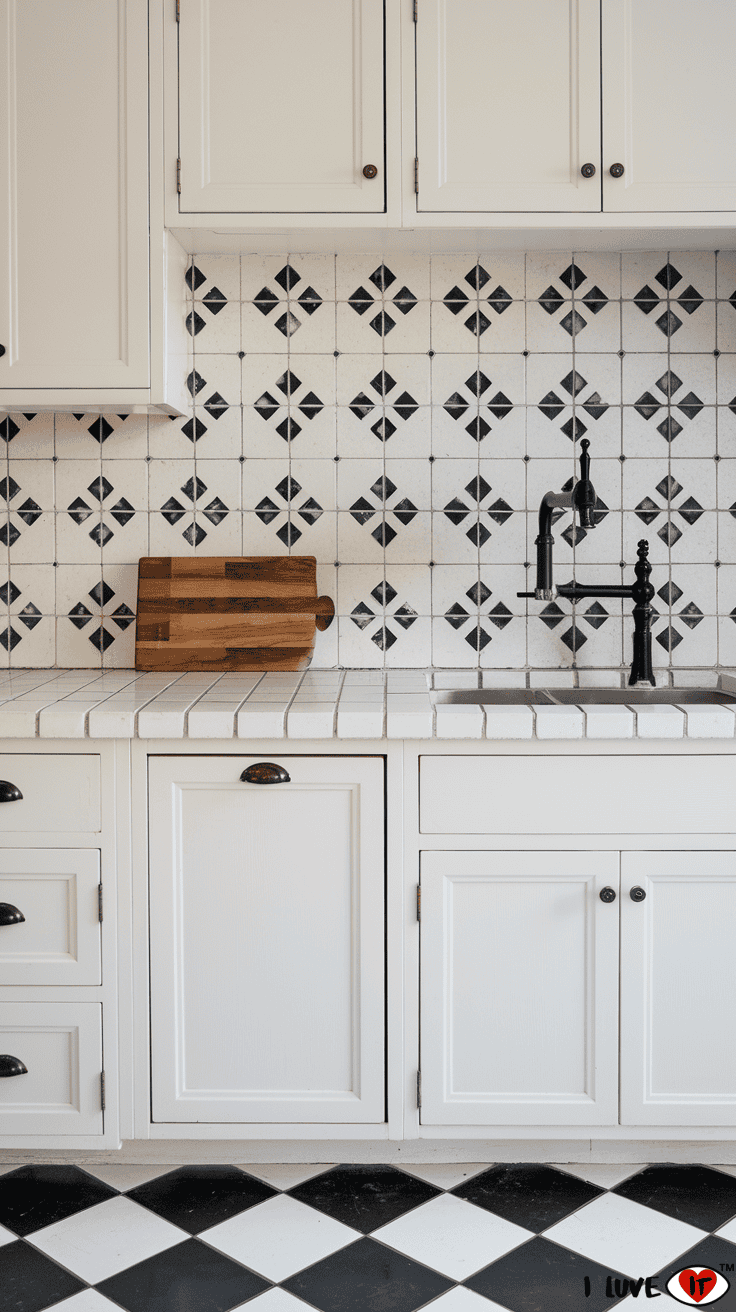 white cabinets statement backsplash ideas