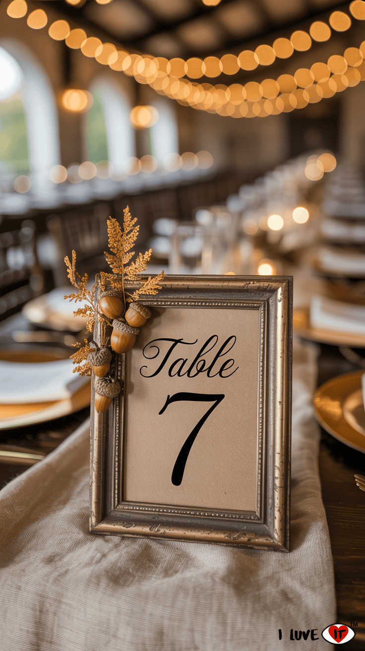 gold framed table number
