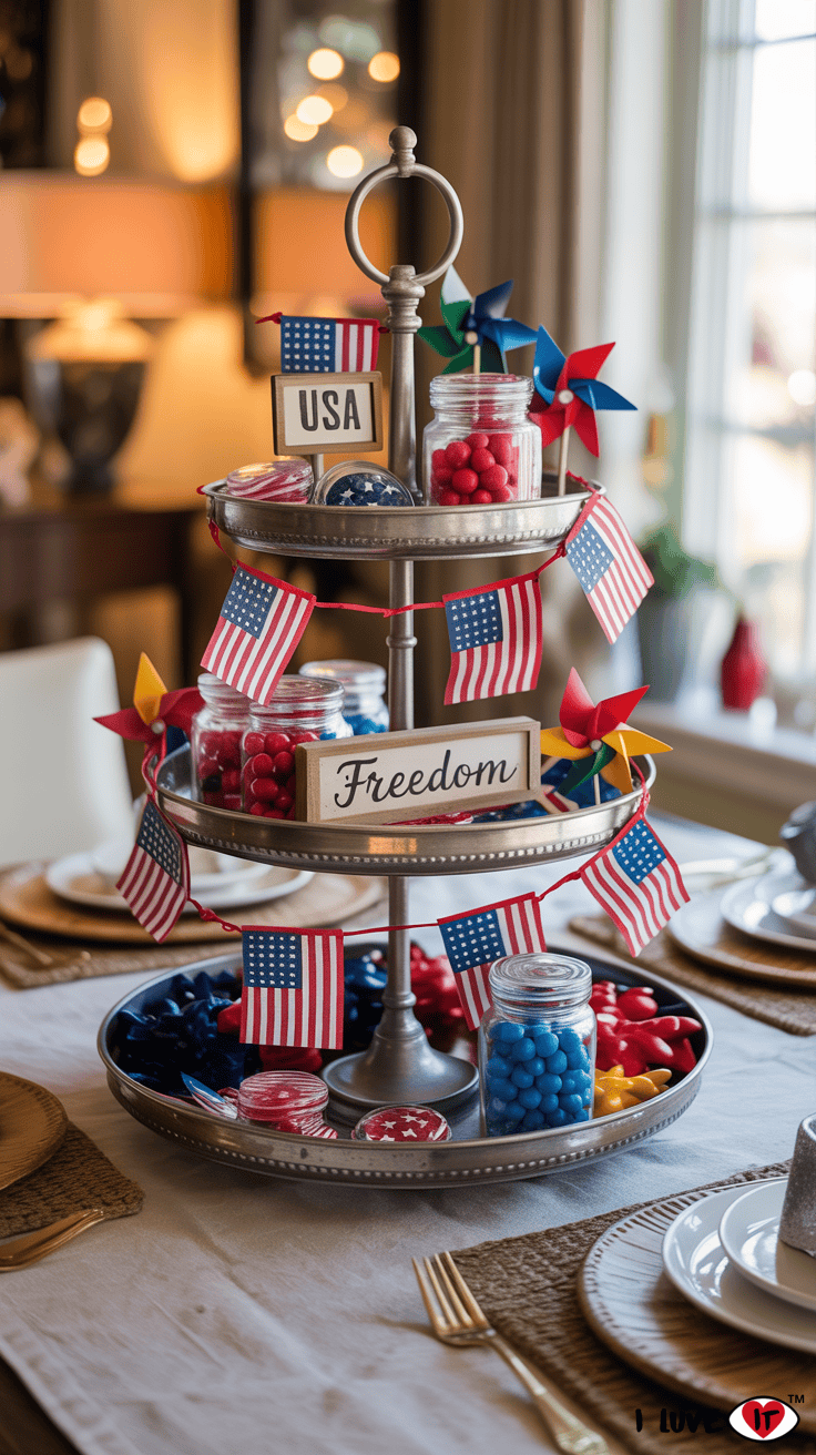 4th of July tiered tray
