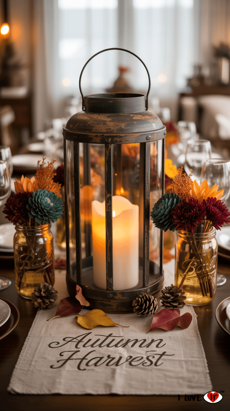 rustic lantern fall table