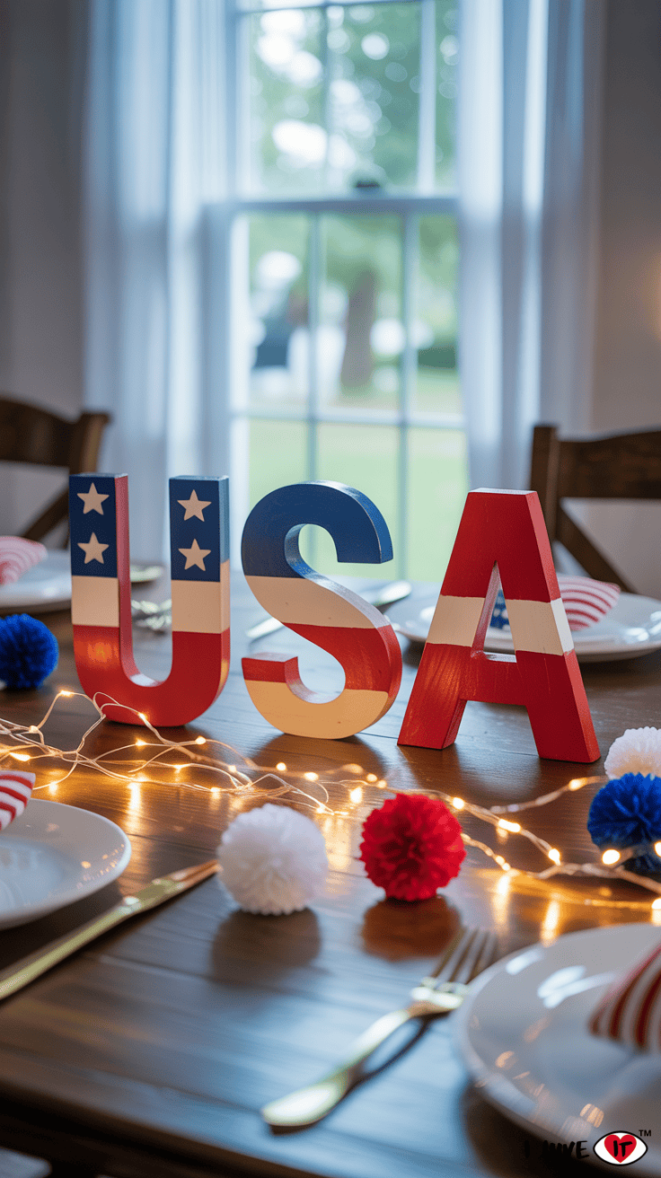 4th of July wood letters