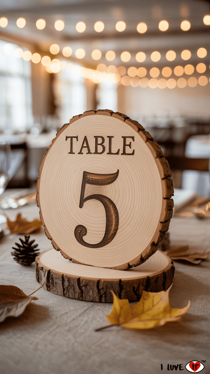 wood slice table number