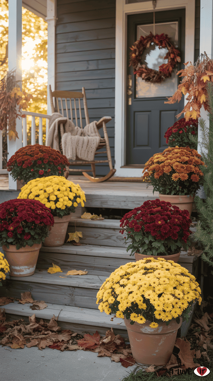 fall porch flowers