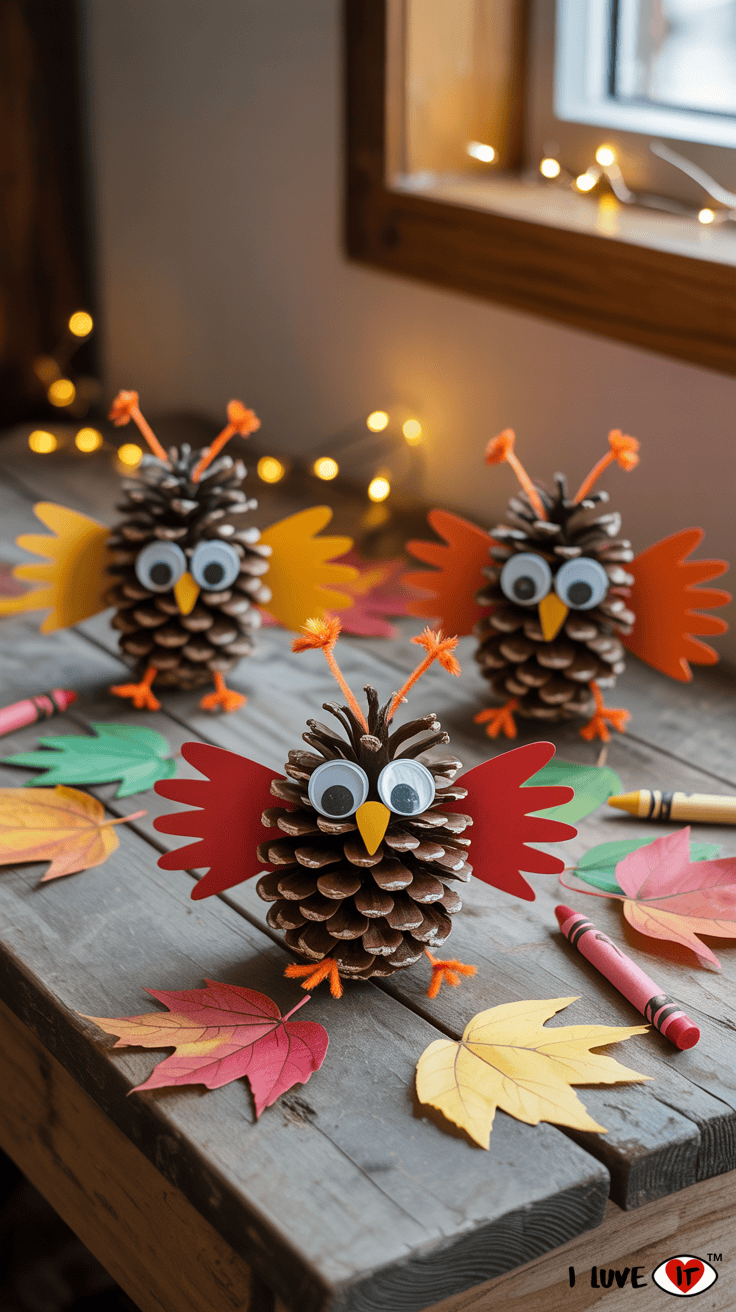fall pine cone crafts for kids
